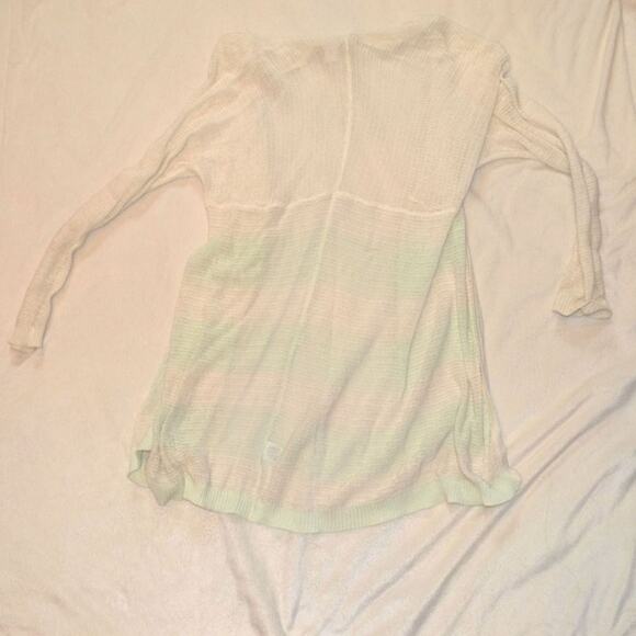Wild Pearl White and Green Striped Knit Cardigan | Sz S - Picture 5 of 5